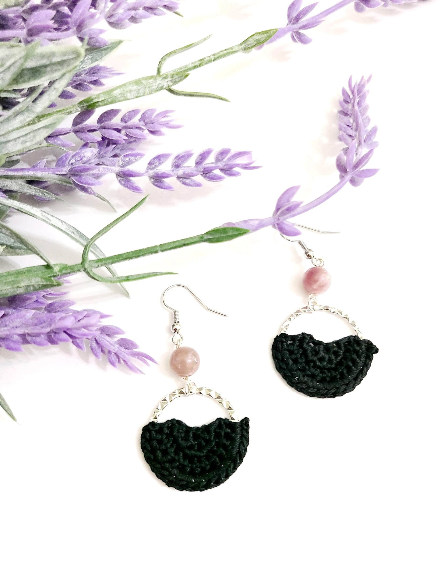 Lepidolite Half Circle Earrings