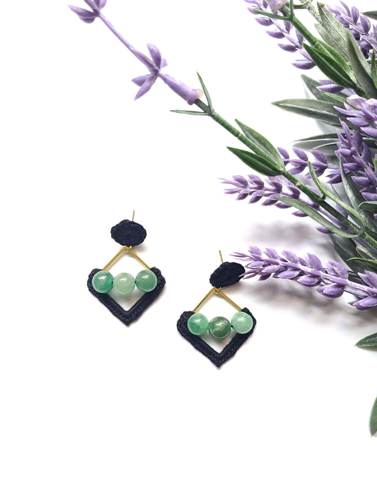 Gold and Black Aventurine Earrings
