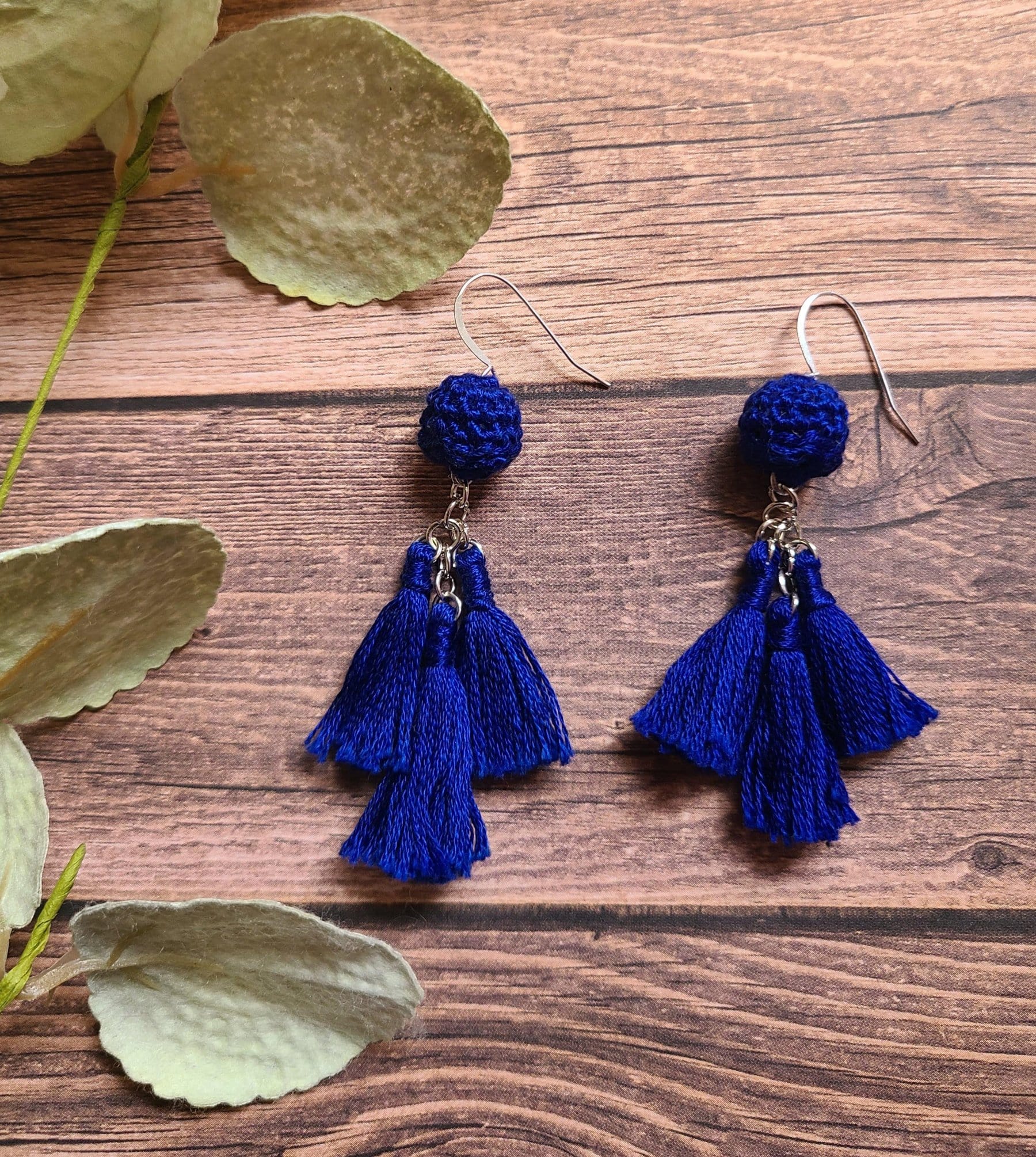 Blue ballroom tassel earrings