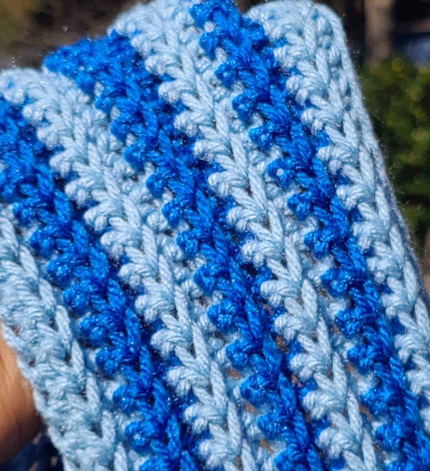 Blue Two Color Crochet Scarf