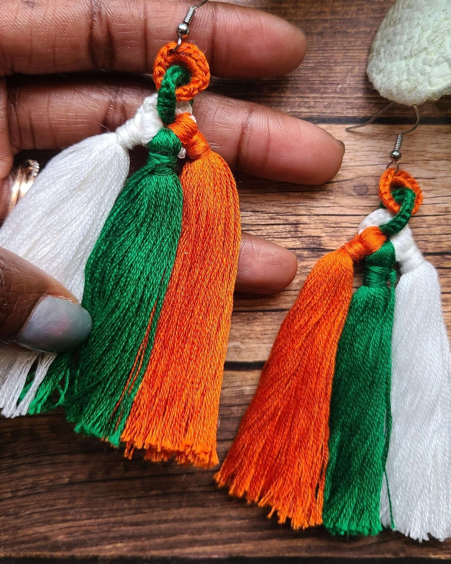 White FAMU Tassel Earrings