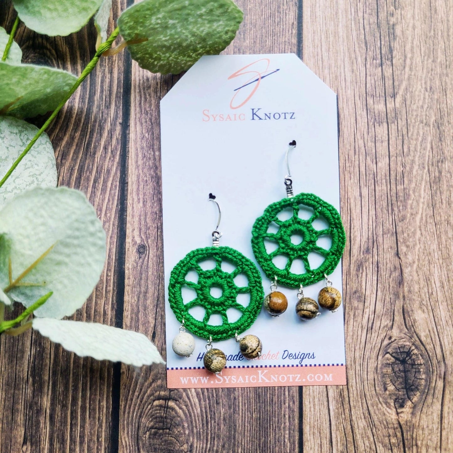 Picture jasper Earrings on backgrond