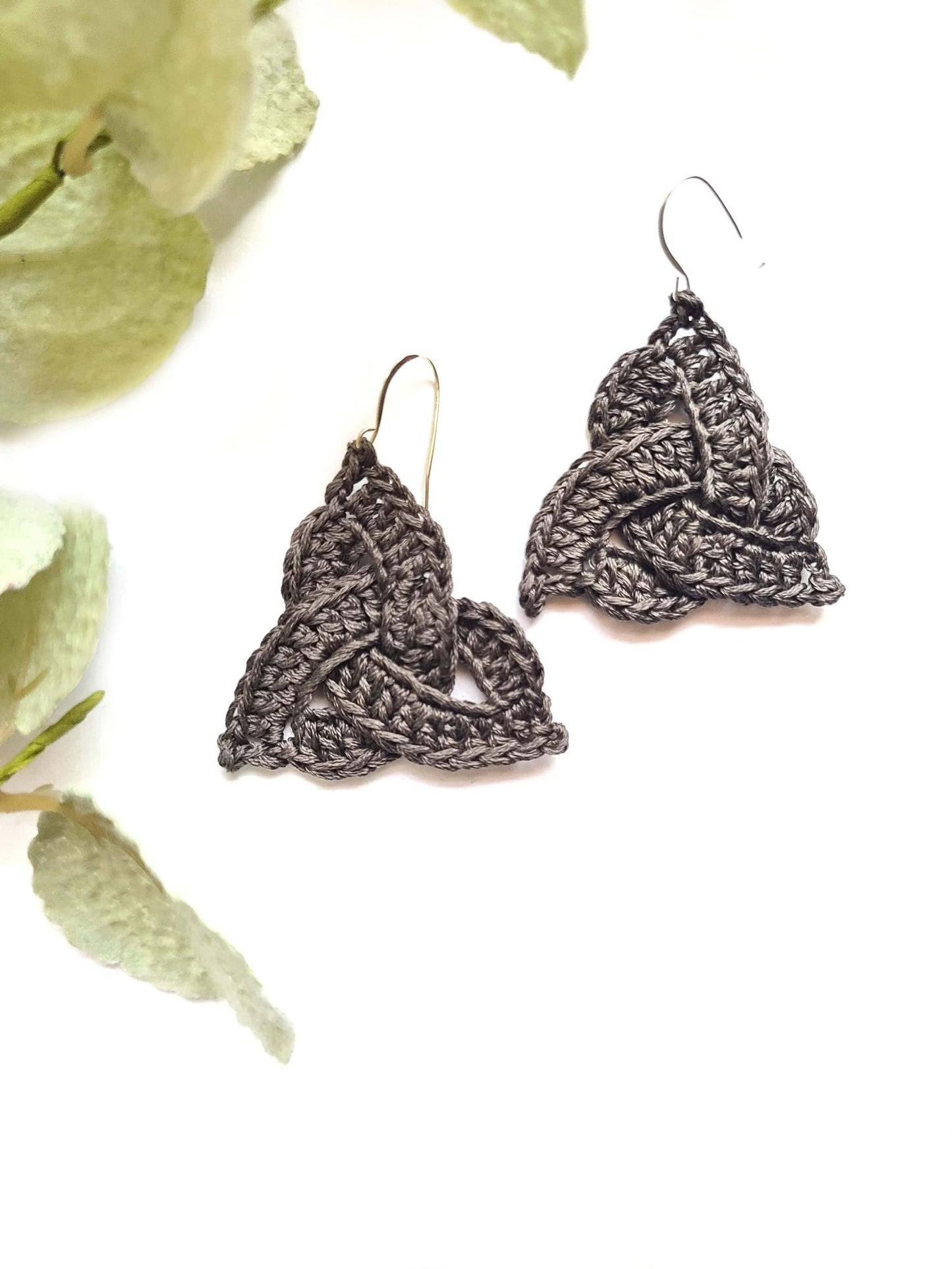 Gray Celtic Knot Trinity Earrings.