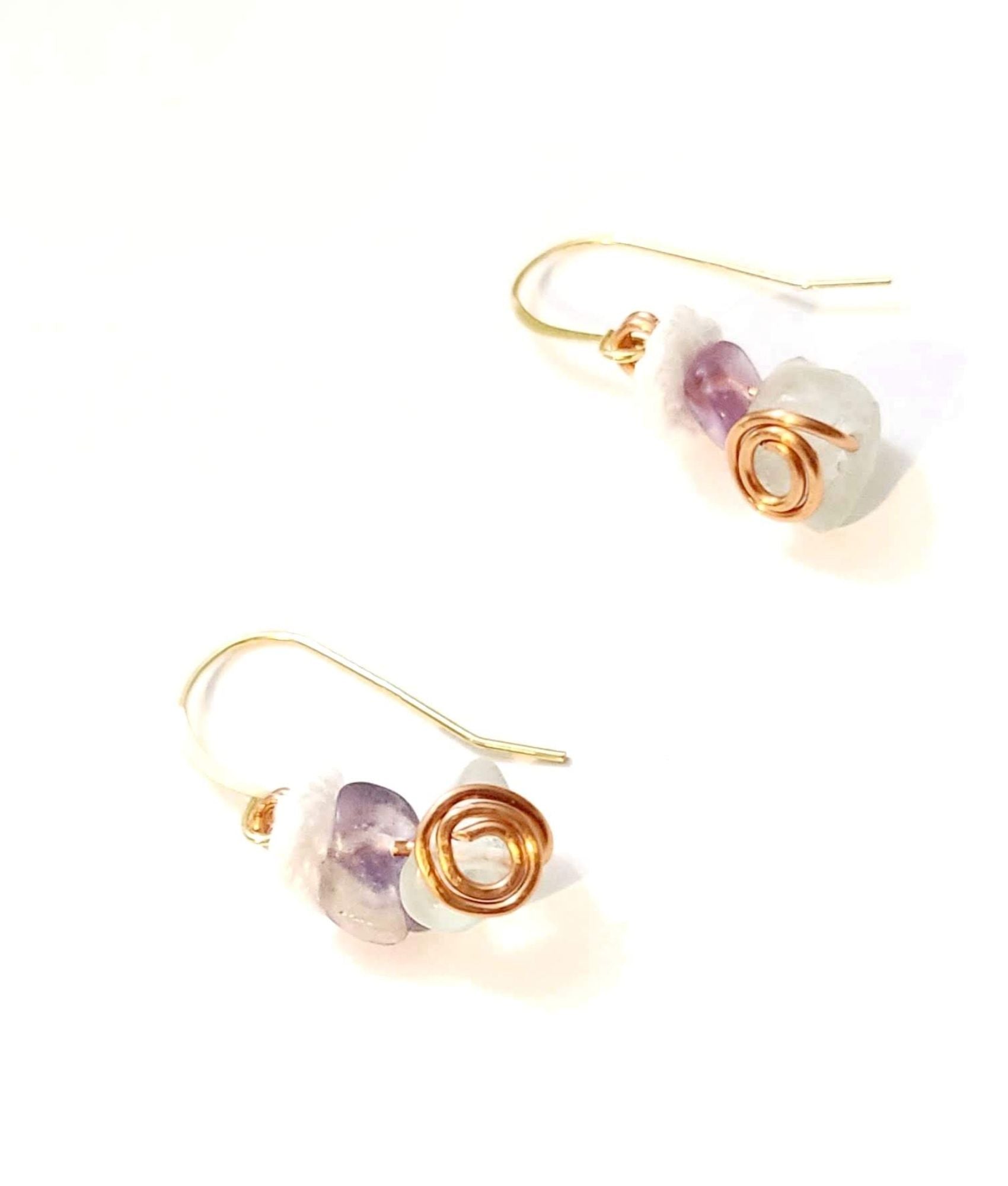 Fluorite Spiral Dangle Earrings