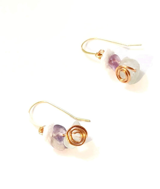 Fluorite Spiral Dangle Earrings