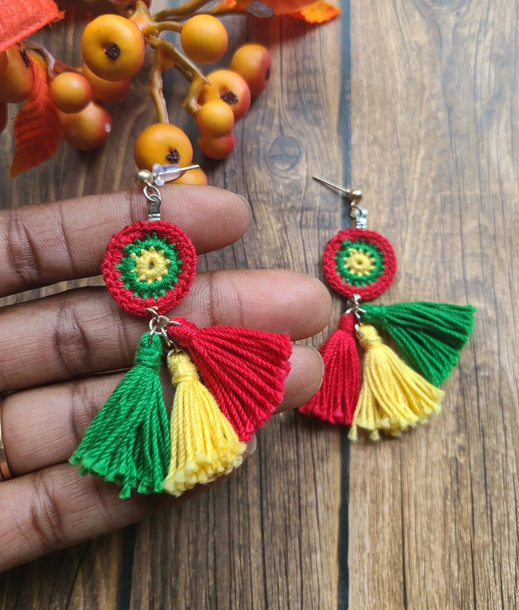 Red, Black, Green Earrings SysaicKnotz