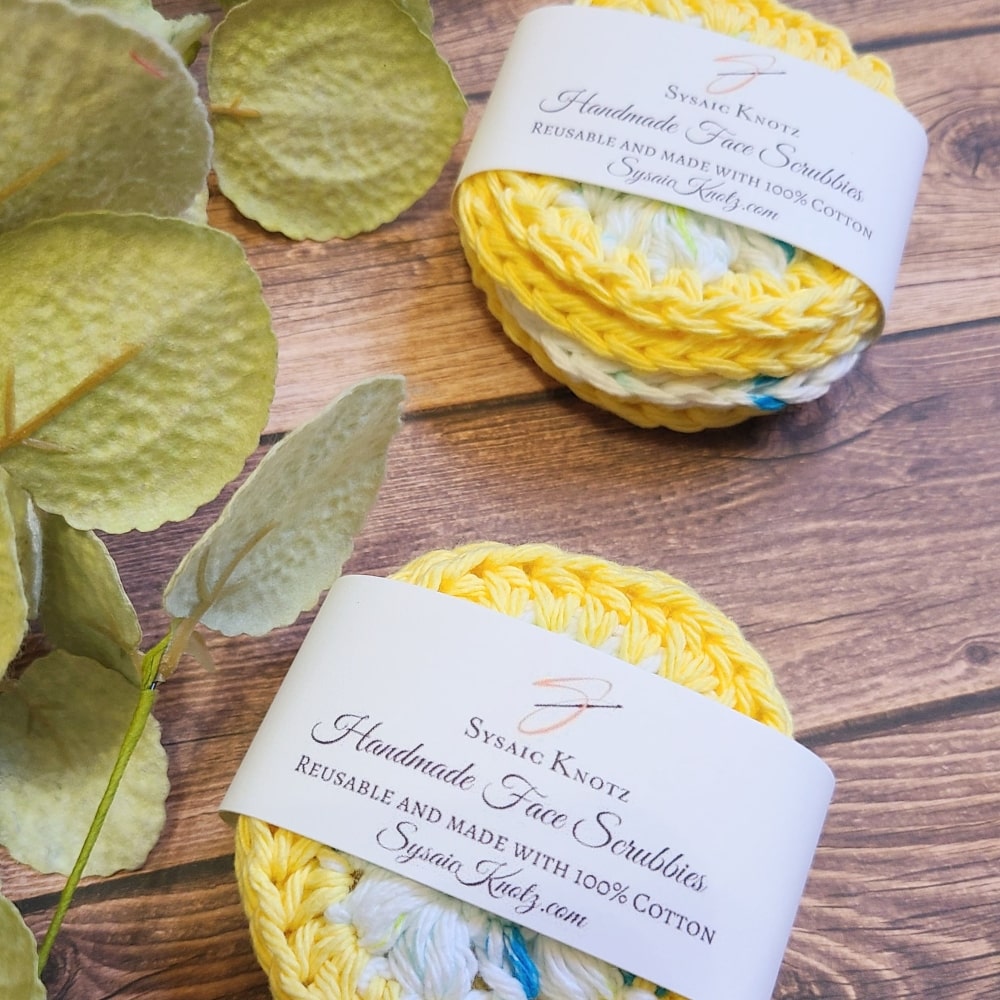 The packaging of the face scrubbies that are good for make up removal.