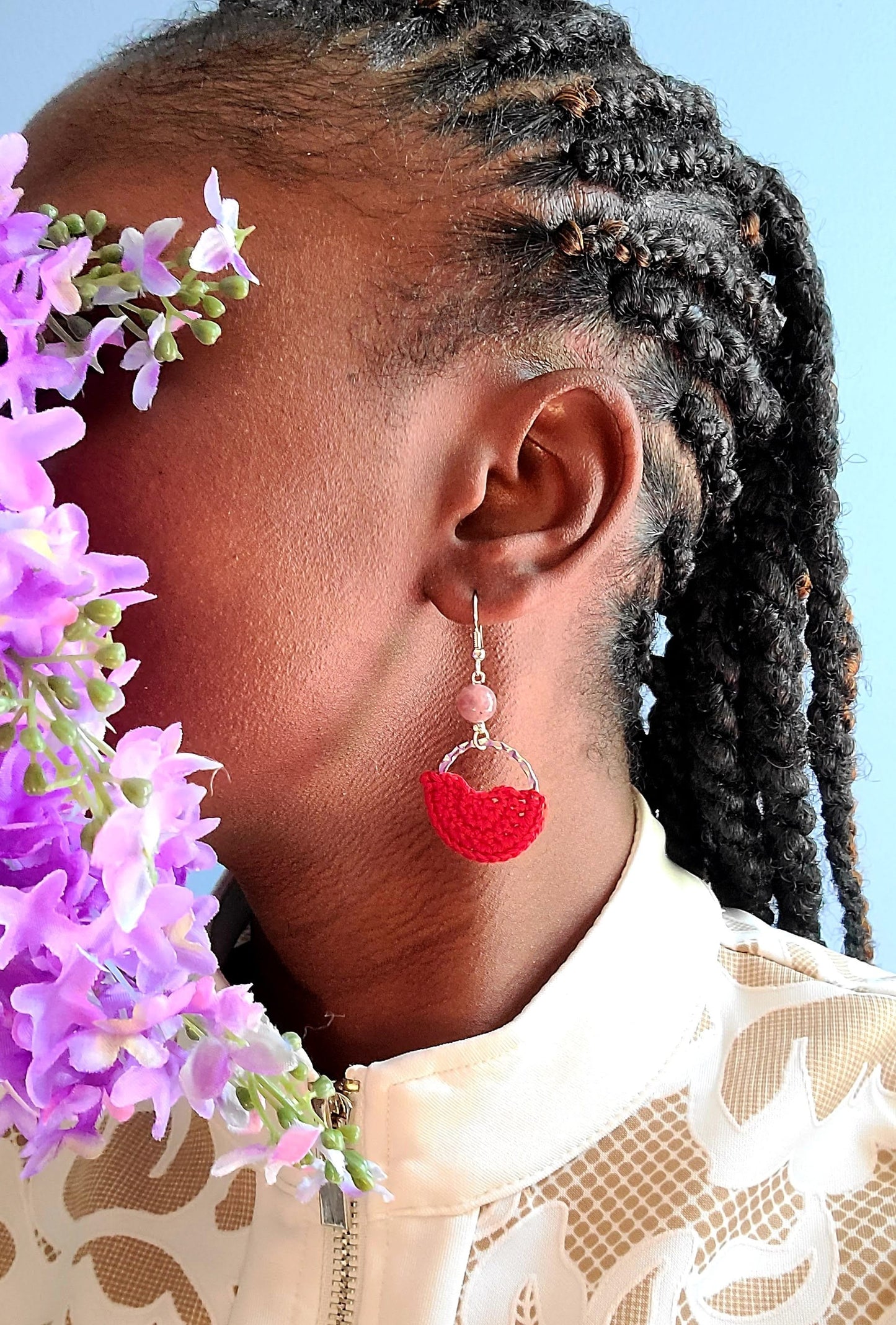 Lepidolite Half Circle Earrings