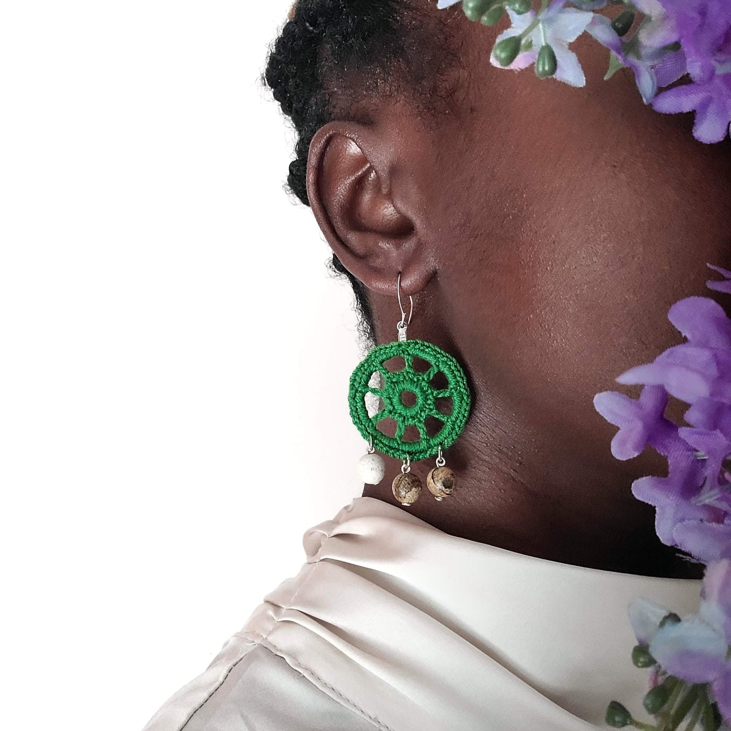 Picture Jasper Dangle earrings on model