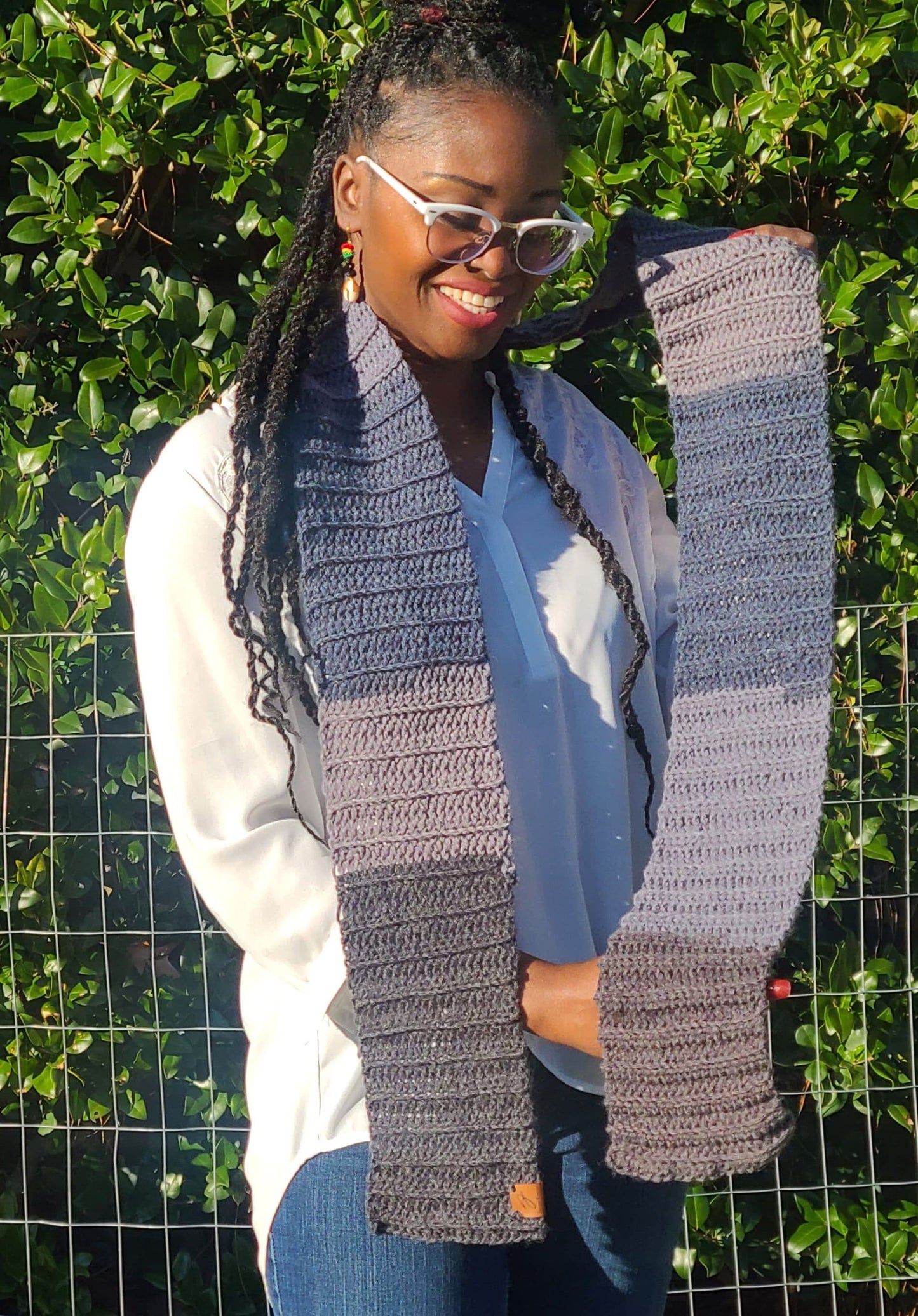 Blue and Grey Scarf Wool