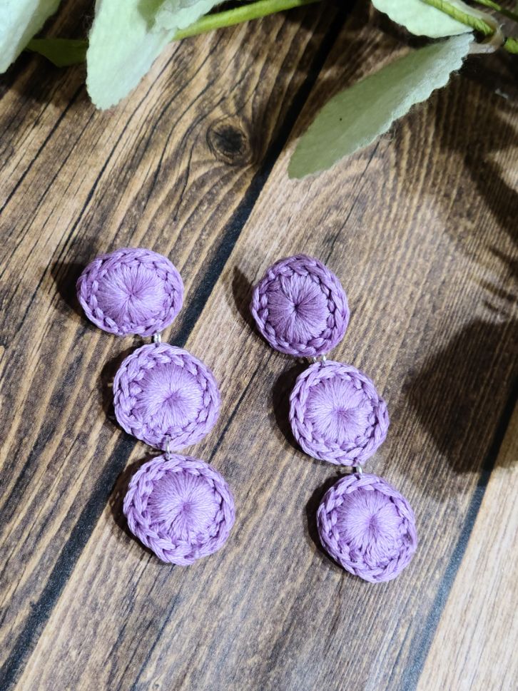 Lavender triple circle dangle earrings.