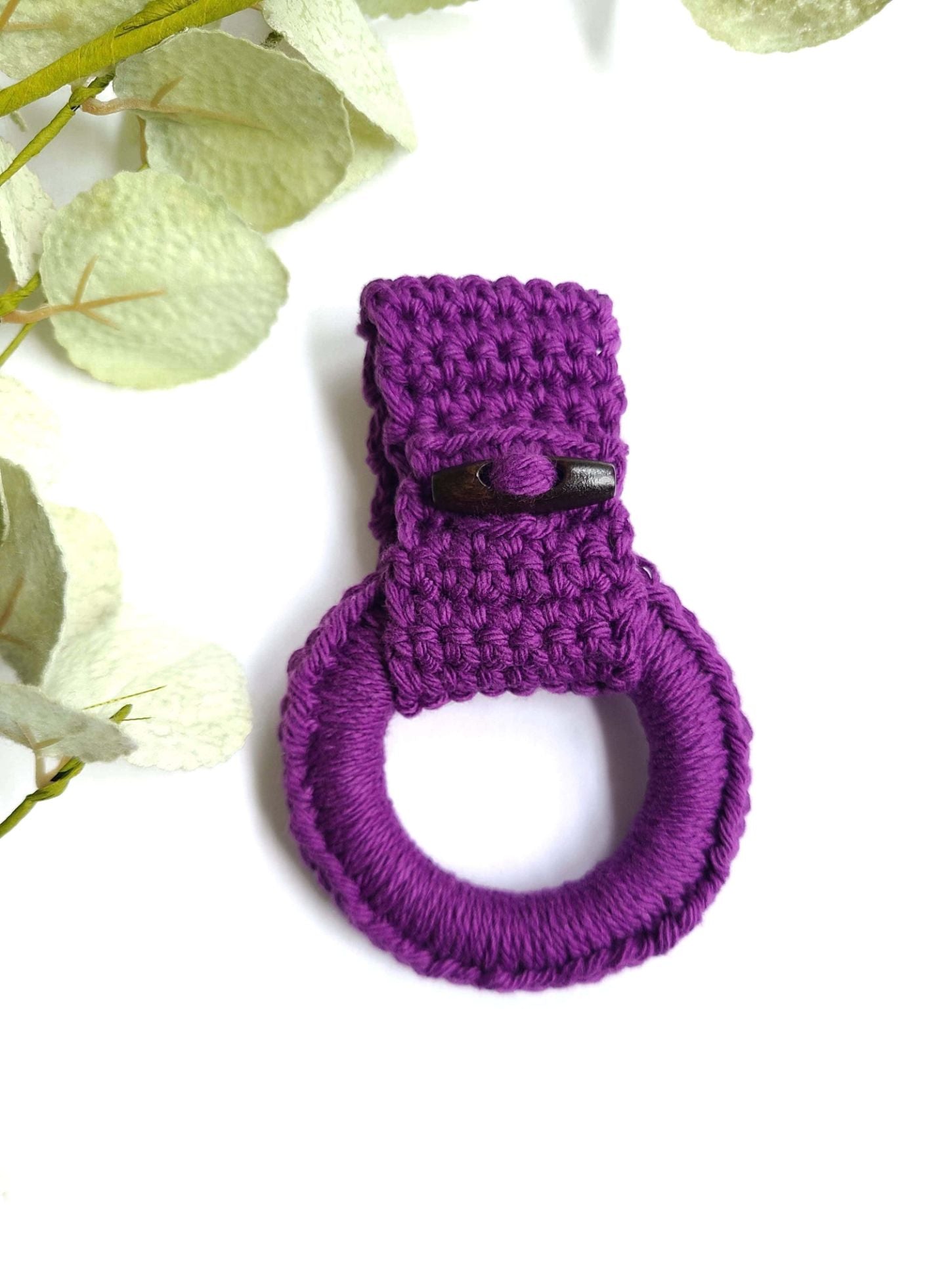 Purple kitchen towel ring holder