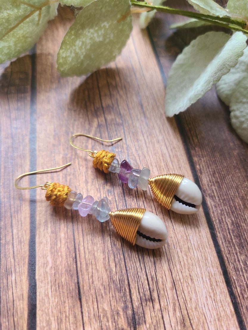 Fluorite dangle earrings.