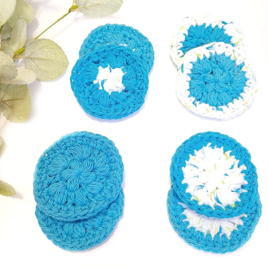 Face scrubbies that are baby blue.