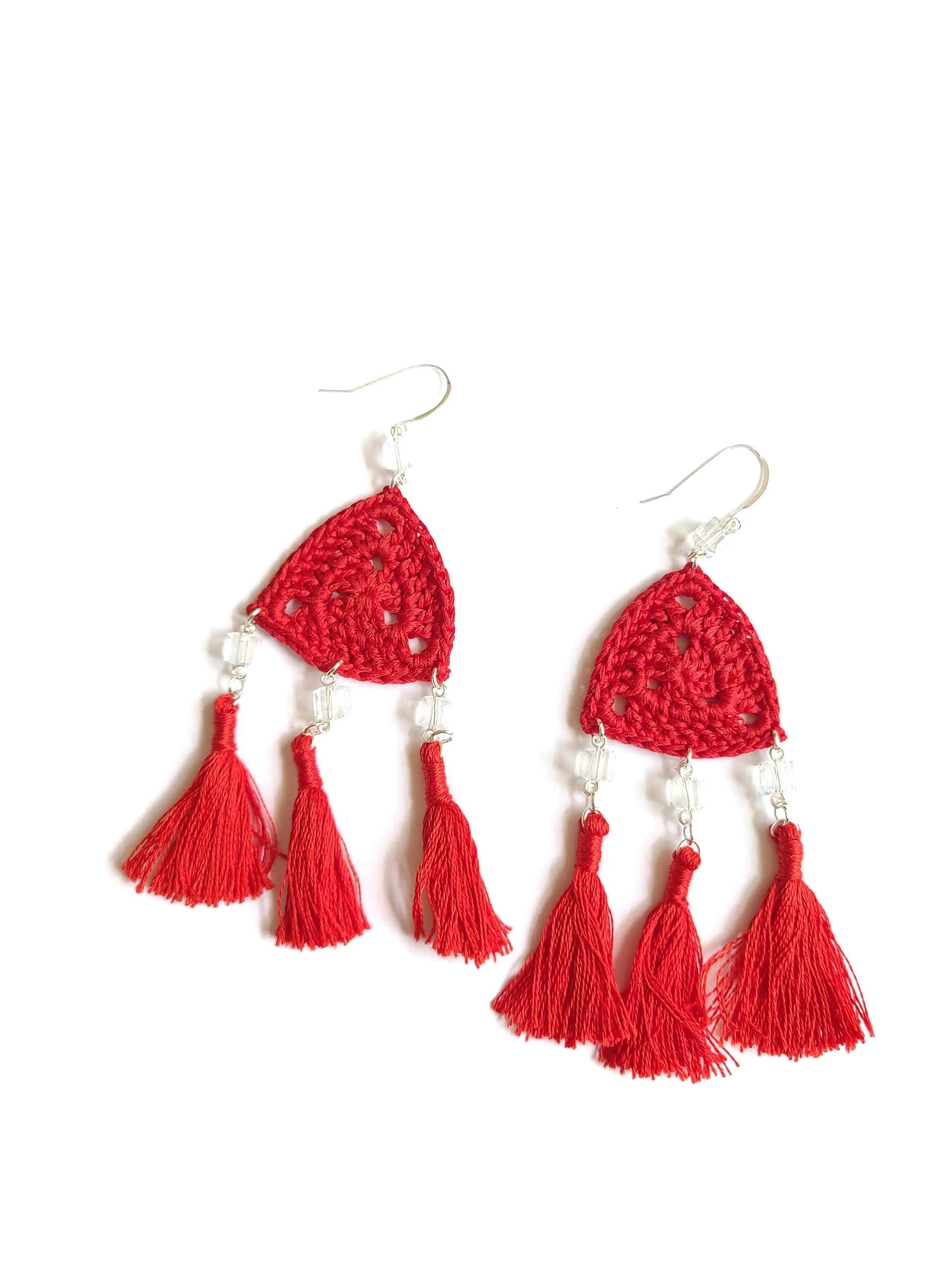 Triple Tassel Earrings SysaicKnotz